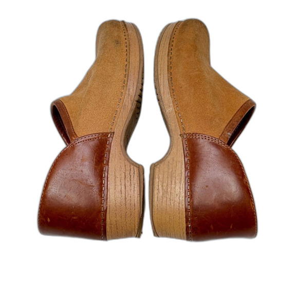 DANSKO Brenna Tan Brown Leather Suede Wood Clogs Boho Womens Size EU 40/ US 10 - Picture 6 of 7